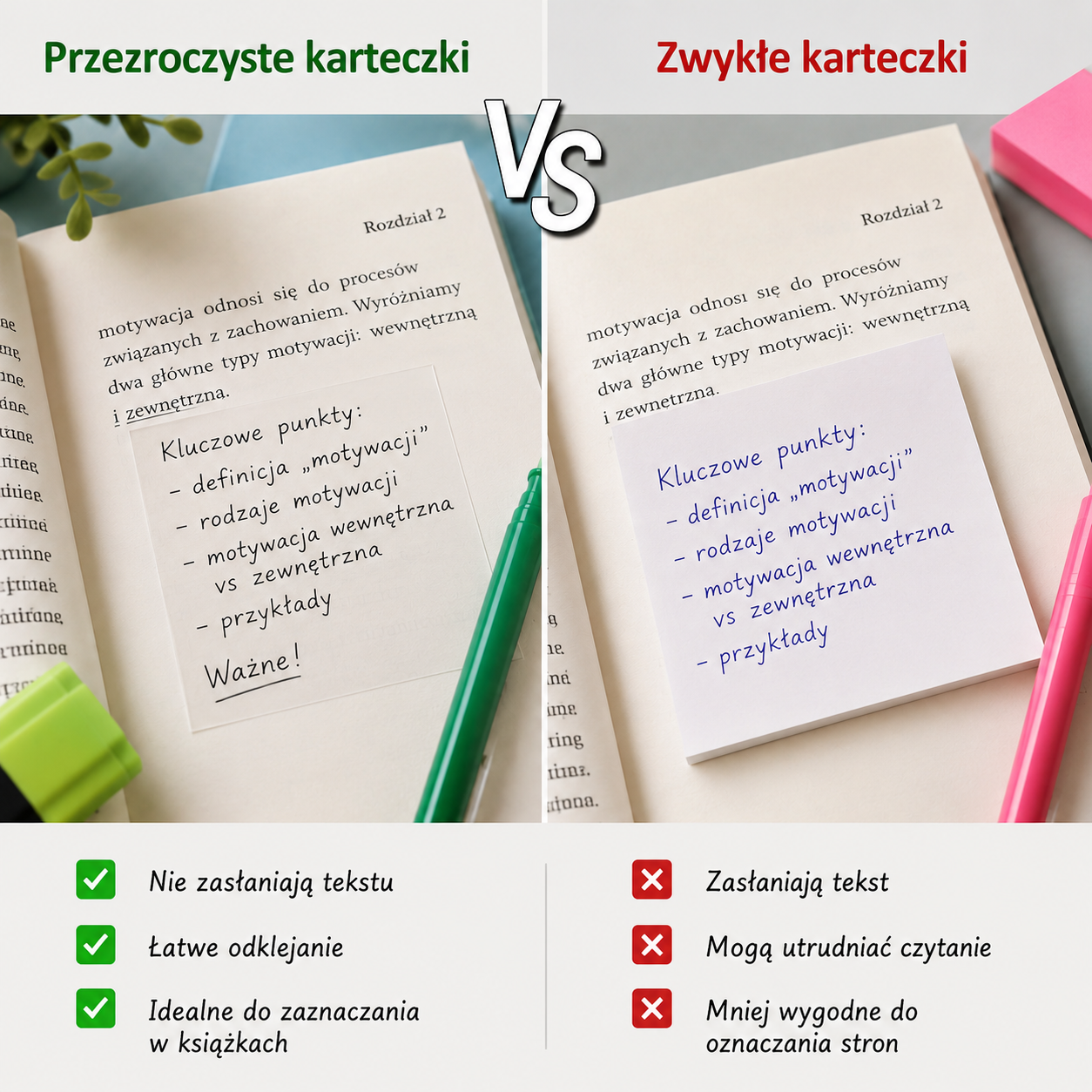 Przezroczyste karteczki samoprzylepne