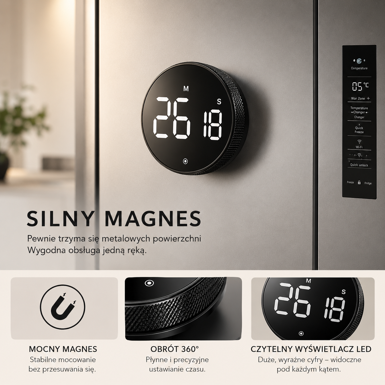 Magnetyczny timer kuchenny